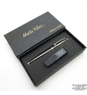 16GB. İsme Özel Otg Usb Bellek + Scrikss İsme Özel Kalem Seti - Titanyum