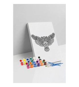 Baykuş Desenli Mandala Tuval Boyama Seti 40x50 cm