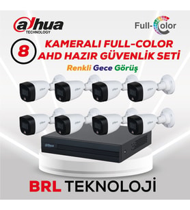 Dahua 8 Kameralı Renkli Gece Görüşlü Full HD Güvenlik Kamera Seti