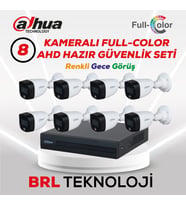 Dahua 8 Kameralı Renkli Gece Görüşlü Full HD Güvenlik Kamera Seti