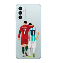 Samsung Galaxy M13 Uyumlu Lionel Messi ve Cristiano Ronaldo Desenli Şeffaf Telefon Kılıfı