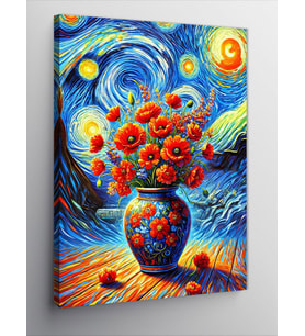 Kanvas Tablo Van Gogh Tarzı Çiçek Vazosu