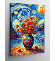 Kanvas Tablo Van Gogh Tarzı Çiçek Vazosu