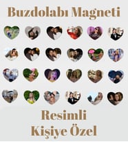 Kişiye Özel Resim Fotoğraf Baskılı Kalp Buzdolabı Magneti 8x7 cm (24 Adet)