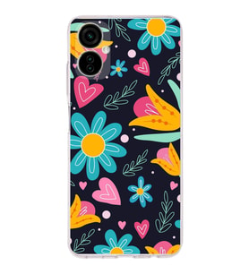 PrintiFy Tecno Camon 19 Neo ile Uyumlu 1mm Slim Fit Retro Renkler 1 Baskılı Şeffaf  Kılıf