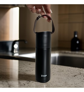 Stainless Steel Bardaklı Tutacaklı Taşınabilir  350 Ml Günlük , Şık, Modern , Hediyelik Termos . (Siyah)