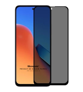 Microsonic Xiaomi Redmi 12 Privacy 5D Gizlilik Filtreli Cam Ekran Koruyucu Siyah