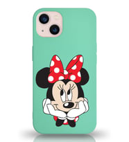 Apple iPhone 13 Mini  Lansman Kılıf Minnie Mouse Tasarımlı Altı Kapalı İçi Kadife Kaplı  Kapak (Şeffaf)