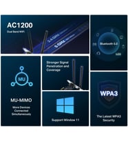 MA30E, AC1200MBPS Ikisi Bir Arada Wi-Fi 5 & Bluetooth 5.0 Pcıe Ağ Kartı