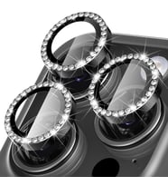 Microsonic Apple iPhone 15 Pro Max Tekli Diamond Taşlı Kamera Koruma Camı Siyah (Siyah)