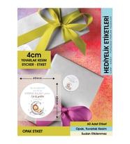 Aslan Konseptli Etiket, Hediyelik Etiket 4cm - 60 Adet Opak Etiket