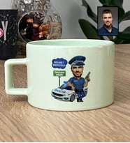 Kişiye Özel Kişiye Özel Karikatürlü Erkek Polis Lüks Pastel Fincan Polisler Günü Hediyesi