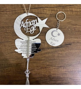 Kişiye Özel Ay Yıldız Araba Süsü Pleksi Dikiz Aynası Süsü 1 Anahtarlık