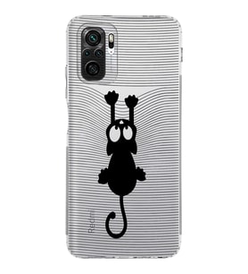 Xiaomi Poco M5s  Kamera Korumalı Kapak Çizgi Kedi Tasarımlı Şeffaf  Kılıf