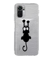 Xiaomi Poco M5s  Kamera Korumalı Kapak Çizgi Kedi Tasarımlı Şeffaf  Kılıf