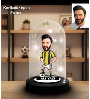 Kişiye Özel Fotoğraflı Karikatür Işıklı Fanus Biblo Hediye - Yıl Dönümü, Doğum Günü ve Taraftar Hediyesi