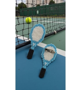 Miyuki Boncuk El Yapımı Tenis Raketi Broş - Yaka İğnesi 1