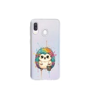 Samsung Galaxy A40 ile Uyumlu Splash Kirpi Tasarımlı Şeffaf Silikon Kılıf