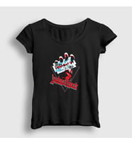 Presmono Kadın Siyah British Judas Priest T-Shirt 88071tt