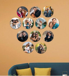Kişiye Özel 12 Fotoğraflı Yuvarlak Mdf Tablo