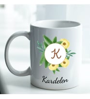 Kişiye Özel İsim ve Fotoğraf Baskılı K Harfli Kupa Bardak No:020