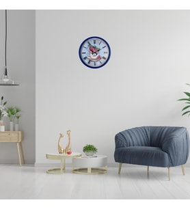 River World Duvar Saati 36 cm Deseni Çiçek Rengi Lacivert