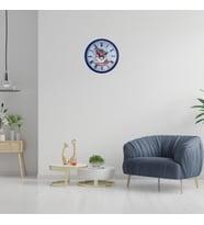 River World Duvar Saati 36 cm Deseni Çiçek Rengi Lacivert