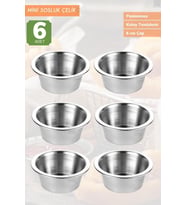 6’lı Set Mini Sosluk Paslanmaz Ketçaplık Mayonezlik Reçellik Çelik 6 cm