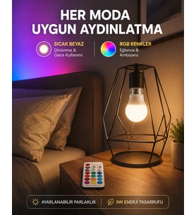 Kumanda Destekli Çok Renkli Akıllı Led Ampul Yeni Nesil