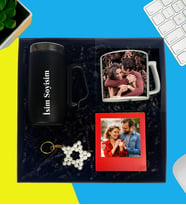 Kişiye Özel Premium Kutu Kulplu Termos Bardak İnci Anahtarlık Çay Ve Nescafe Fincanı Ahşap Kırmızı Fotoğraflı Masaüstü Çerçeve