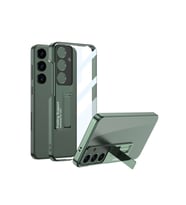 Samsung Galaxy S24 Plus Uyumlu Kılıf Kamera Korumalı Şeffaf Tasarımlı Zore Lego Standlı Kapak (Açık Yeşil)