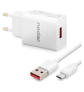 Micro Usb Hızlı Şarj Seti 12W 2.4A Usb Adaptörlü 1 M Pvc Kablolu Beyaz ND1004