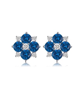 Safir Taşlı Elegant Stylish Night Kadın Gümüş Küpe (Mavi)