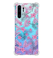 PrintiFy Huawei P30 Pro Köşe Korumalı Floral Pembe Tasarımlı Şeffaf Silikon Kılıf