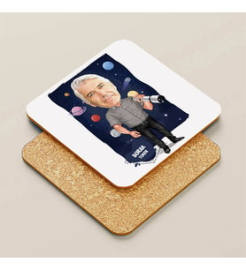 Kişiye Özel Astronomi Meraklısı Karikatürlü Bardak Altlığı