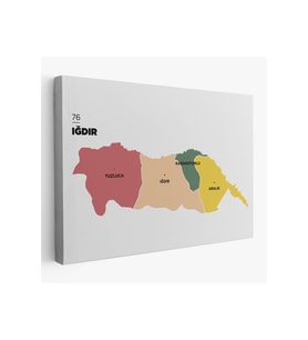 Iğdır  İli ve İlçeler Haritası  Dekoratif Kanvas Tablo 1358