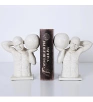 Dekoratif İkili Dünya Taşıyan Adam Kitap Tutucu Masa Dekoru Biblo Heykel