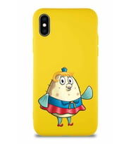 Apple iPhone XS Soft Premier Kapak Bayan Puff Tasarımlı Silikon Kılıf - Sarı (Şeffaf)