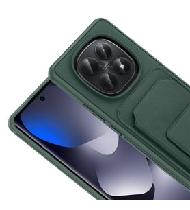 Redmi Note 15 5G Kılıf Kartlıklı ve Deri Dokulu Şık ApexWallet Premium Kapak RYC/Bikart (Koyu Yeşil)