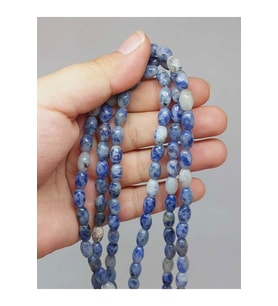 Bileklik Boy Sodalit Taşı Arpa Kesim Yarım Dizi 6*8.5mm (49984) (18CM UZUNLUĞUNDADIR)