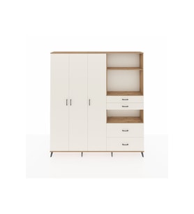 Arges Gardrop 12 Raflı 4 Çekmeceli Tek Askılı 220x30x243 Çam-Aytaşı