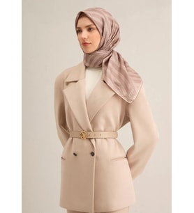 Armine Sura İpek Eşarp 9351-02 Vizon Karışık Desen