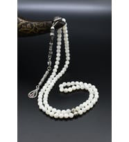Doğal Sedef Taşlı 99'lük Tesbih Metal Püsküllü 6mm Küre Kesim 902260