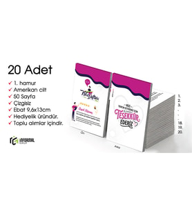 En güzel Hediye İnformal 20 Adet Çizgisiz Mini Not Defteri 9x13 cm 1.Hamur Amerikan Cilt 50 Sayfa