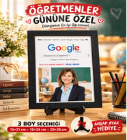 Öğretmenler Günü Google Konseptli Kişiye Özel Fotoğraflı MDF Çerçeve Ahşap Ayak Hediyeli