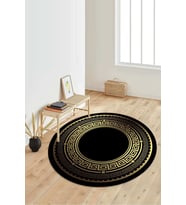 Dijital Baskılı Kaymaz Taban Yıkanabilir Yuvarlak Salon Halısı Koridor Halısı Paspas NDY-SD-565 (Gold)
