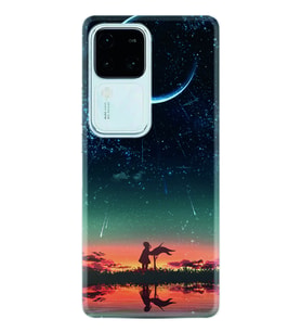 Vivo V30 Kılıf Silikon Desen Özel Seri Ay ve Kız 1720