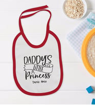 BK Kids Kişiye Özel Daddy's Little Princess Tasarımlı Kırmızı Bebek Mama Önlüğü-1