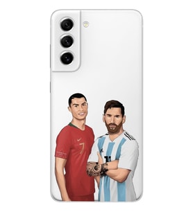 Samsung Galaxy S22 Uyumlu Cristiano Ronaldo & Lionel Messi Tasarımlı Şeffaf Telefon Kılıfı
