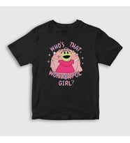Presmono Unisex Çocuk Beyaz Peepo Who's That Wonderful Girl Nanalan T-Shirt 533441tt (Siyah)